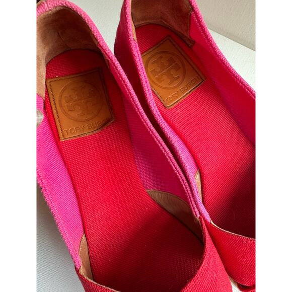 Tory Burch pink and red Filipa Wedge Espadrille size 7 - Picture 5 of 10